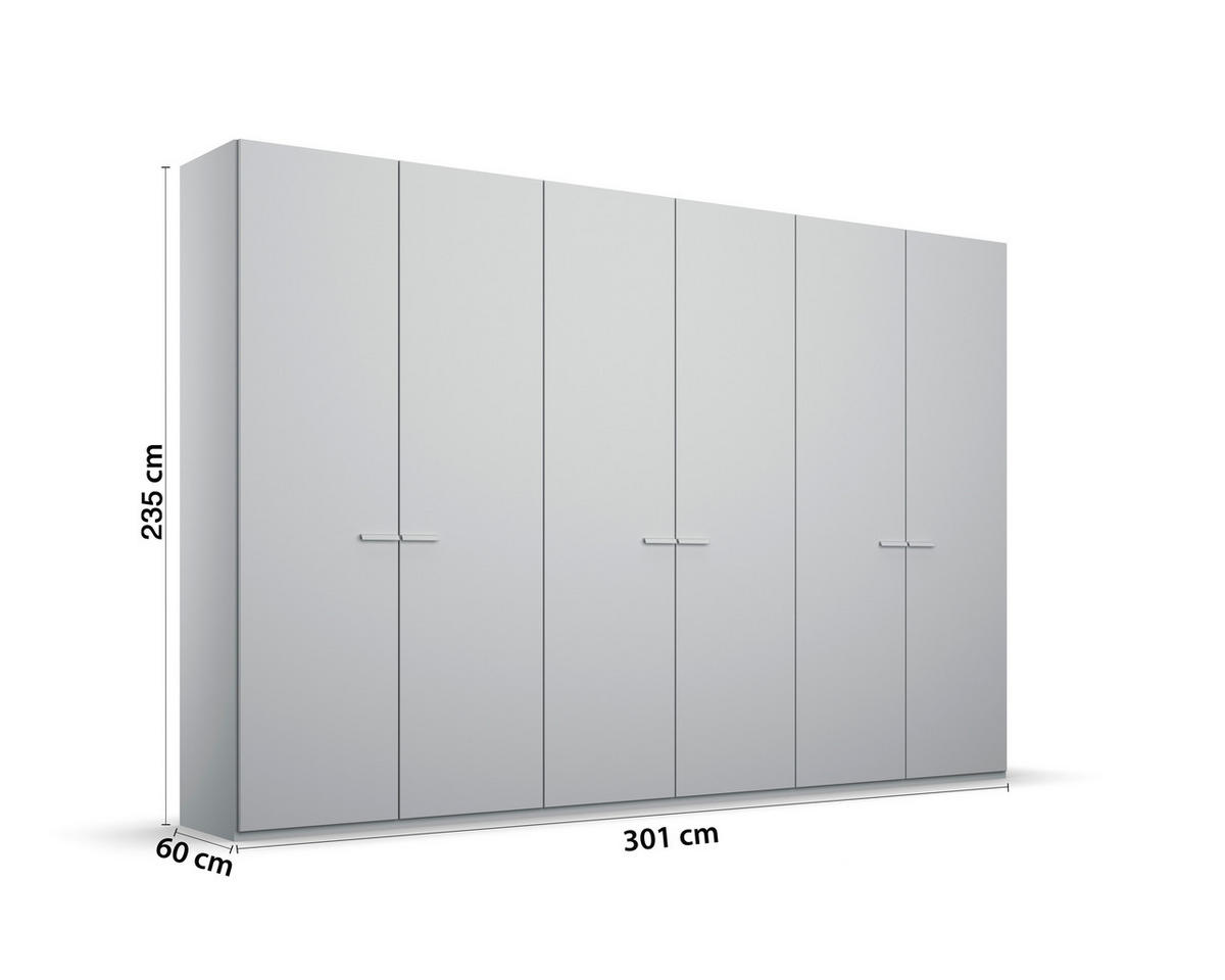 DREHTÜRENSCHRANK in Hellgrau  - Hellgrau, Trend, Glas/Holzwerkstoff (301/235/60cm) - Novel