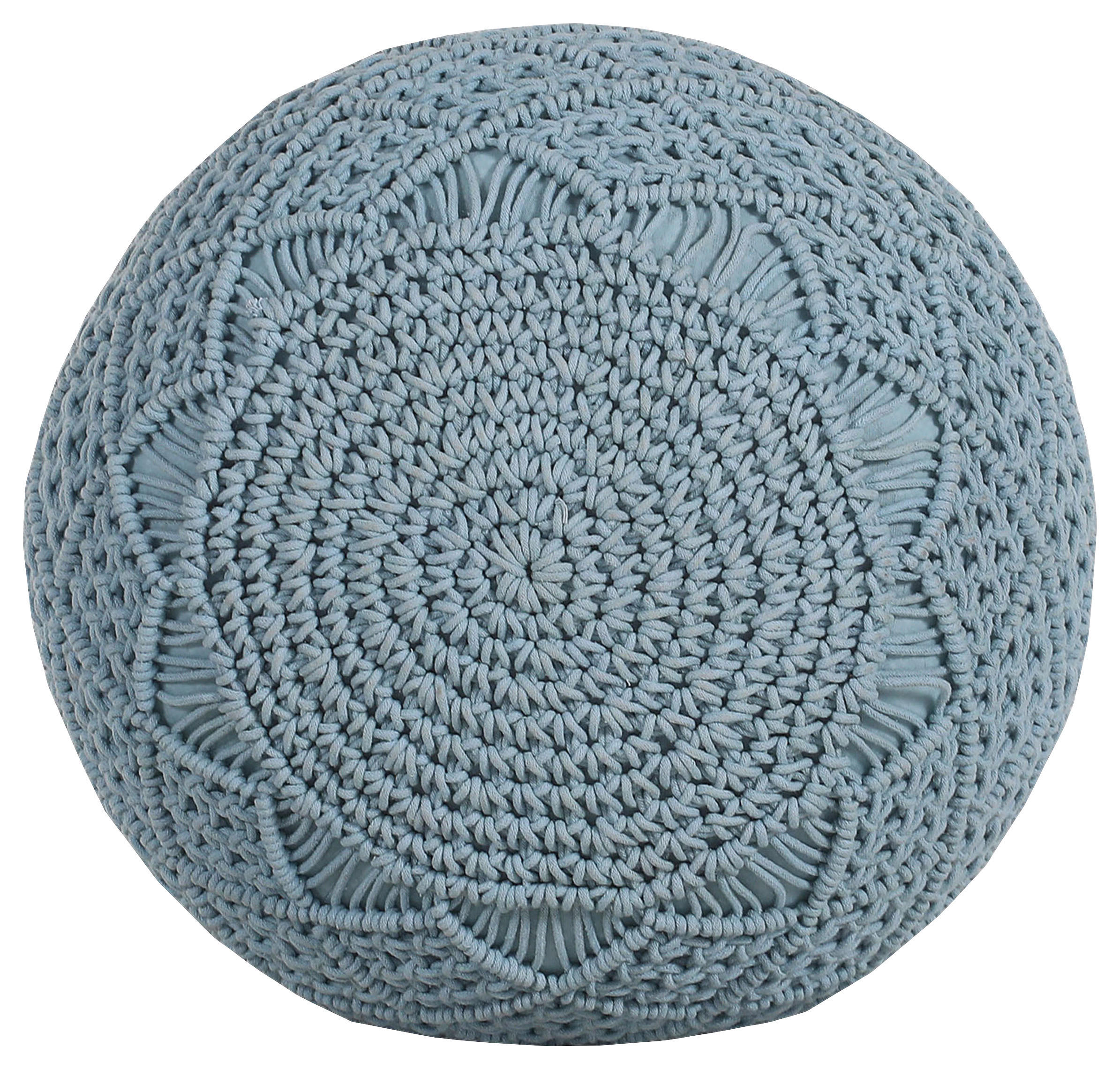 POUF Makramee Uni  - Blau, Trend, Textil (50/40/50cm) - Livetastic
