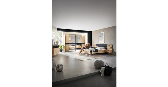 BETTANLAGE - Wildeiche/Schwarz, Design, Textil (180/200cm) - Dieter Knoll