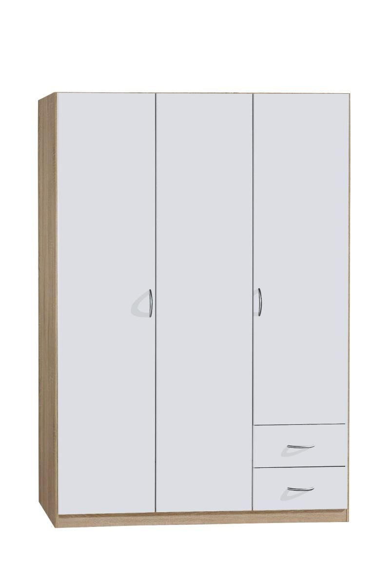 KLEIDERSCHRANK 136/197/54 cm 3-türig  - Silberfarben/Weiß, KONVENTIONELL, Holzwerkstoff/Kunststoff (136/197/54cm) - Boxxx