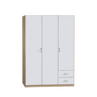 KLEIDERSCHRANK 136/197/54 cm 3-türig  - Silberfarben/Weiß, KONVENTIONELL, Holzwerkstoff/Kunststoff (136/197/54cm) - Boxxx