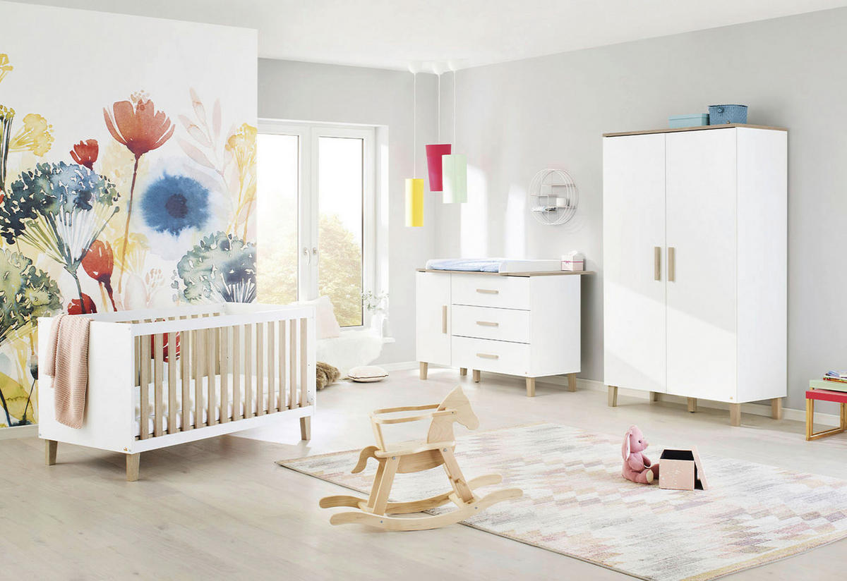 BABYZIMMER LUMI  - Eichefarben/Weiß, Design, Holzwerkstoff - Pinolino