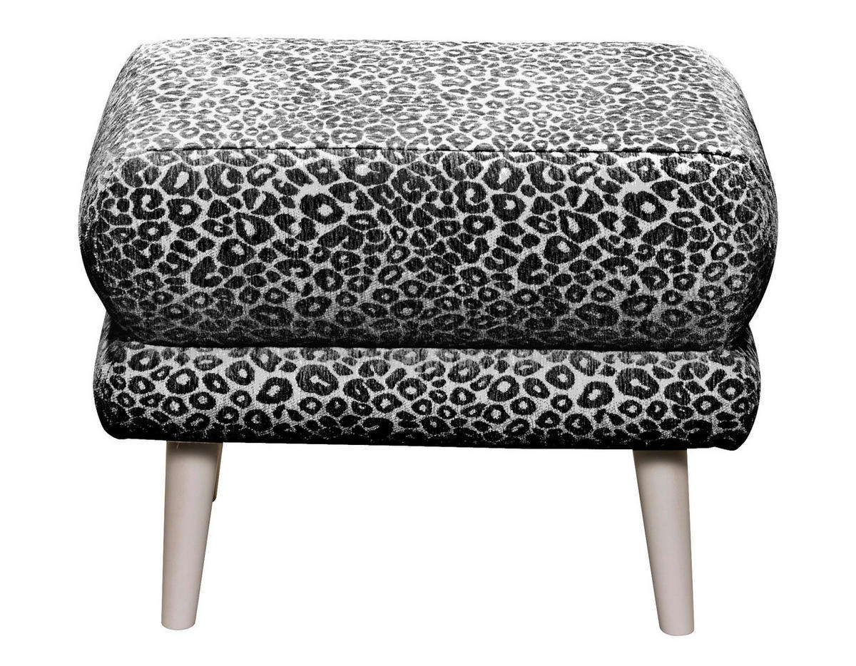 HOCKER Textil Schwarz, Weiss  - Kaschmir/Weiss, Modern, Holzwerkstoff/Textil (63/43/42cm) - MID.YOU