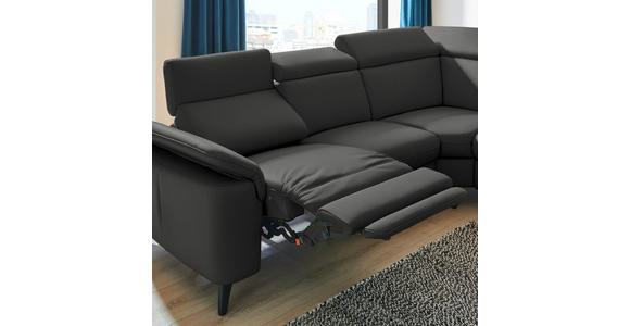 ECKSOFA in Echtleder Anthrazit  - Anthrazit/Schwarz, Design, Leder/Metall (285/239cm) - Cantus