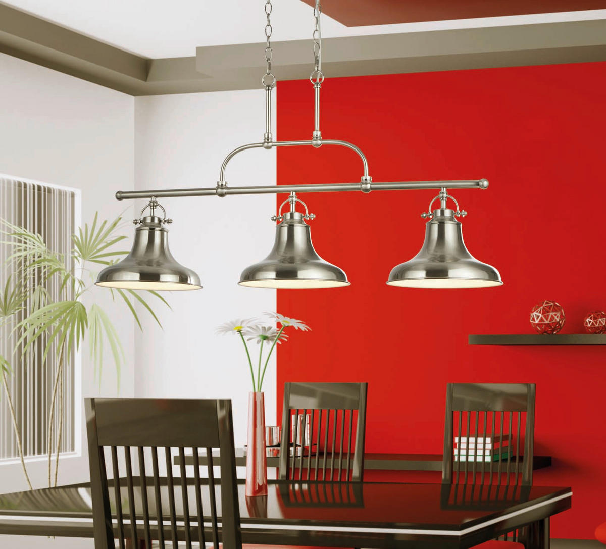 PENDELLEUCHTE Dallas 26/150/96 cm   - Silberfarben, LIFESTYLE, Metall (26/150/96cm) - Searchlight