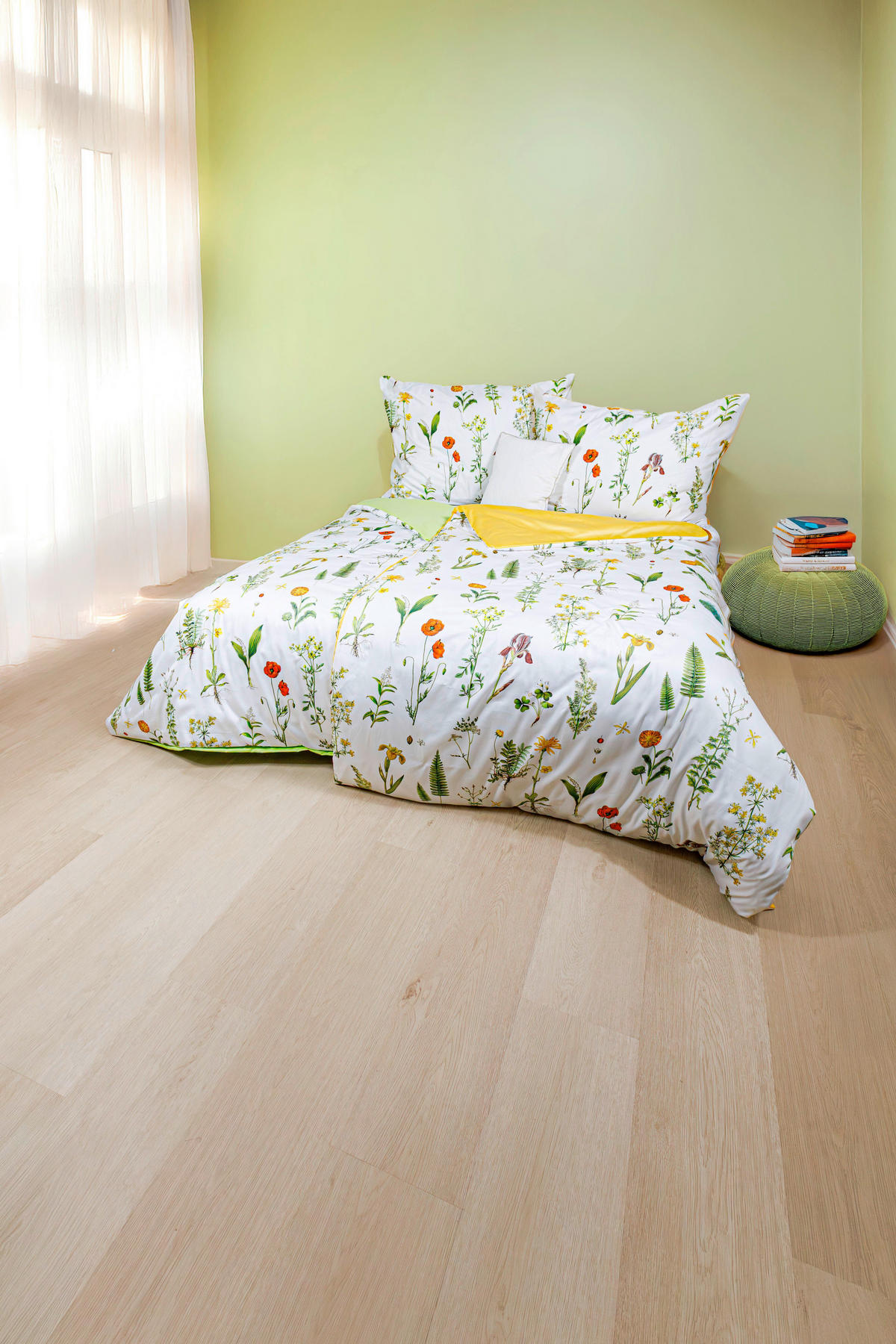 ÁGYNEMŰHUZAT-GARNITÚRA 140/200 cm  - világoszöld/világospiros, Basics, textil (140/200cm) - Fleuresse