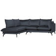 ECKSOFA in Samt Anthrazit  - Anthrazit/Schwarz, Design, Textil/Metall (200/241cm) - Carryhome