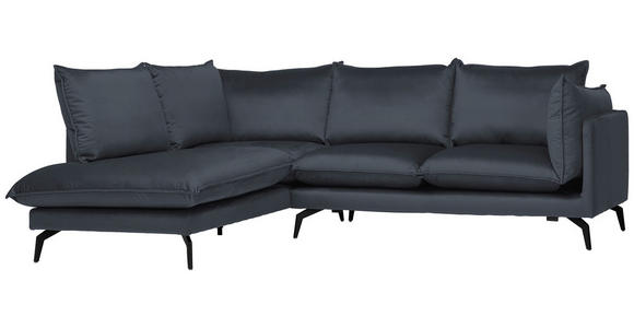 ECKSOFA in Samt Anthrazit  - Anthrazit/Schwarz, Design, Textil/Metall (200/241cm) - Carryhome