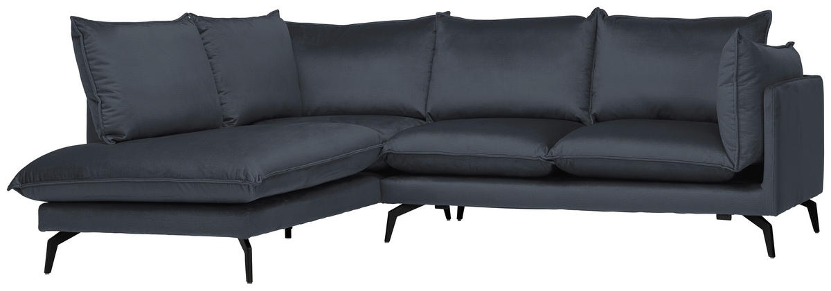 ECKSOFA Anthrazit Samt  - Anthrazit/Schwarz, Design, Textil/Metall (200/241cm) - Carryhome