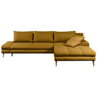 ECKSOFA Webstoff Gelb  - Gelb/Erlefarben, Trend, Holz/Textil (313/215cm) - MID.YOU