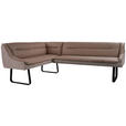 ECKBANK 178/237 cm Webstoff Echtleder Taupe   - Taupe/Schwarz, Design, Leder/Textil (178/237cm) - Novel