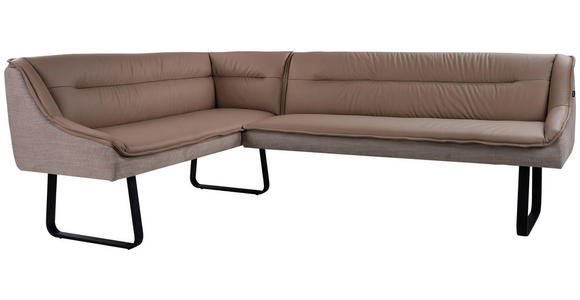 ECKBANK 178/237 cm Webstoff Echtleder Taupe - Taupe/Schwarz, Design, Leder/Textil (178/237cm) - Novel