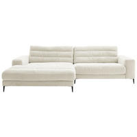 WOHNLANDSCHAFT Ottomane links  Weiß Cord  - Schwarz/Weiß, Design, Textil/Metall (207/296cm) - Dieter Knoll