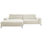 WOHNLANDSCHAFTOttomane links  in Cord Weiß  - Schwarz/Weiß, Design, Textil/Metall (207/296cm) - Dieter Knoll