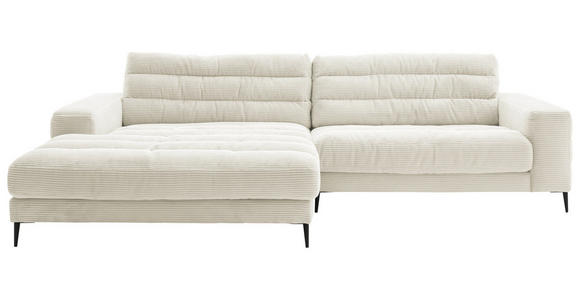 WOHNLANDSCHAFT Ottomane links  Weiß Cord  - Schwarz/Weiß, Design, Textil/Metall (207/296cm) - Dieter Knoll