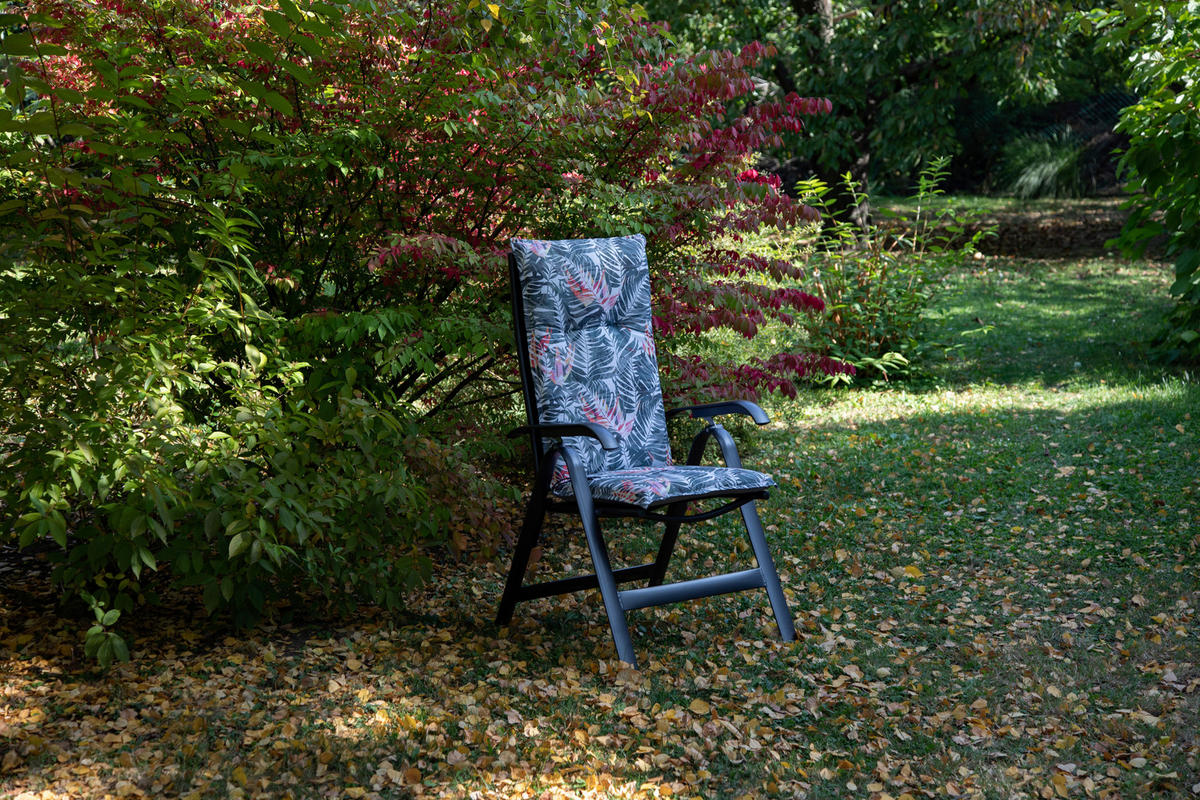 SESSELAUFLAGE Blätter  - Grau, Basics, Textil (118/46/8cm) - Gardenson