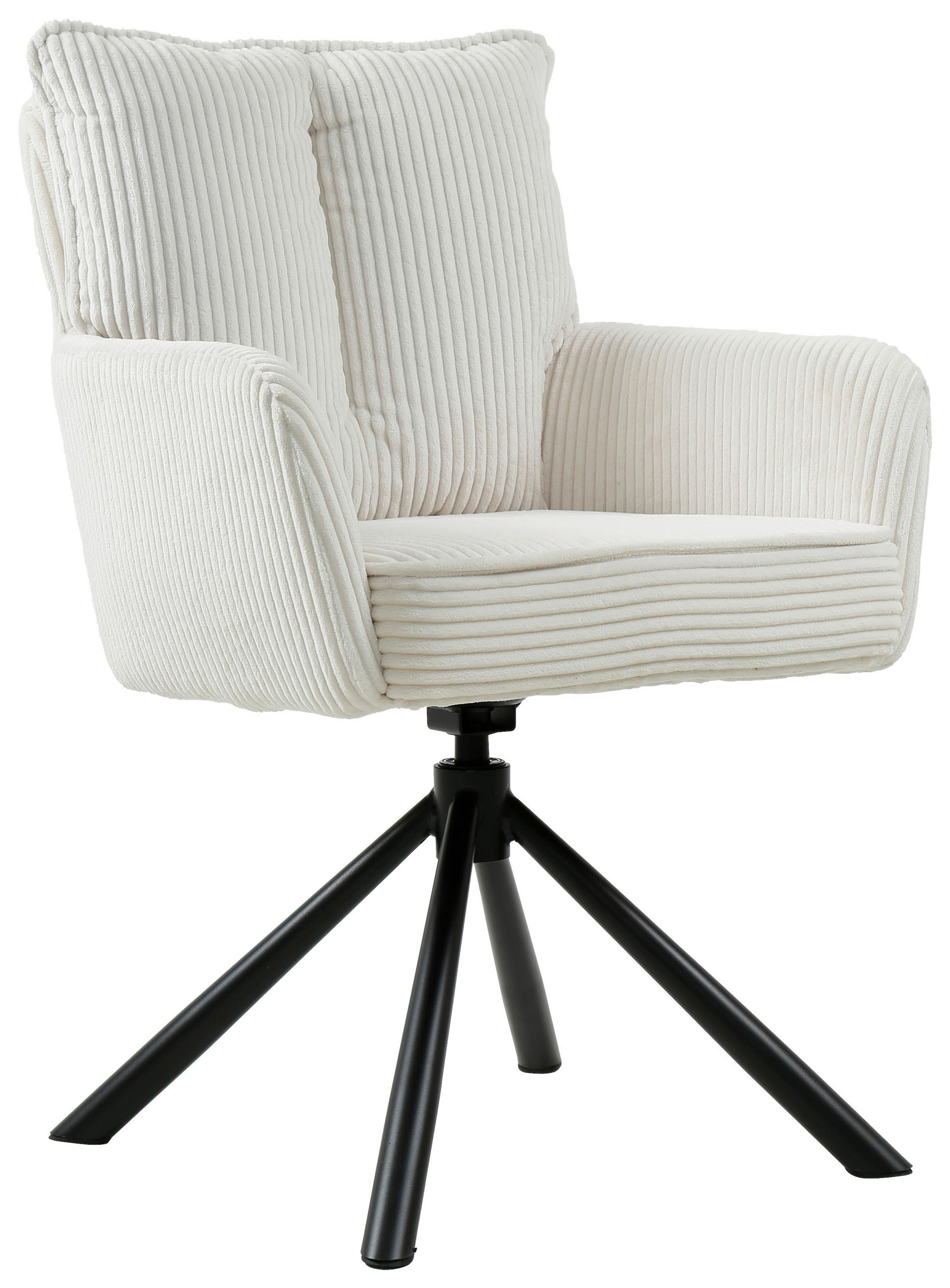 ARMLEHNSTUHL  in Eisen Cord  - Creme/Schwarz, Design, Textil/Metall (61/90/67cm) - Carryhome