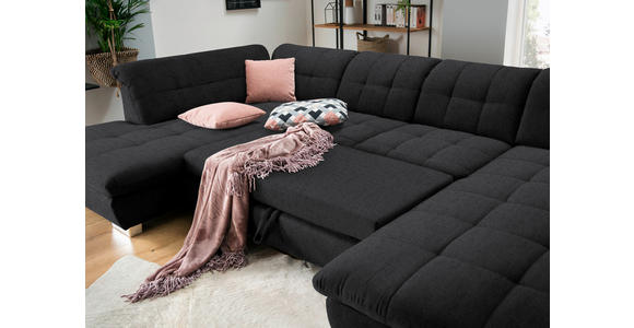 WOHNLANDSCHAFT  in Mikrofaser Graphitfarben  - Chromfarben/Graphitfarben, Design, Kunststoff/Textil (211/350/204cm) - Xora