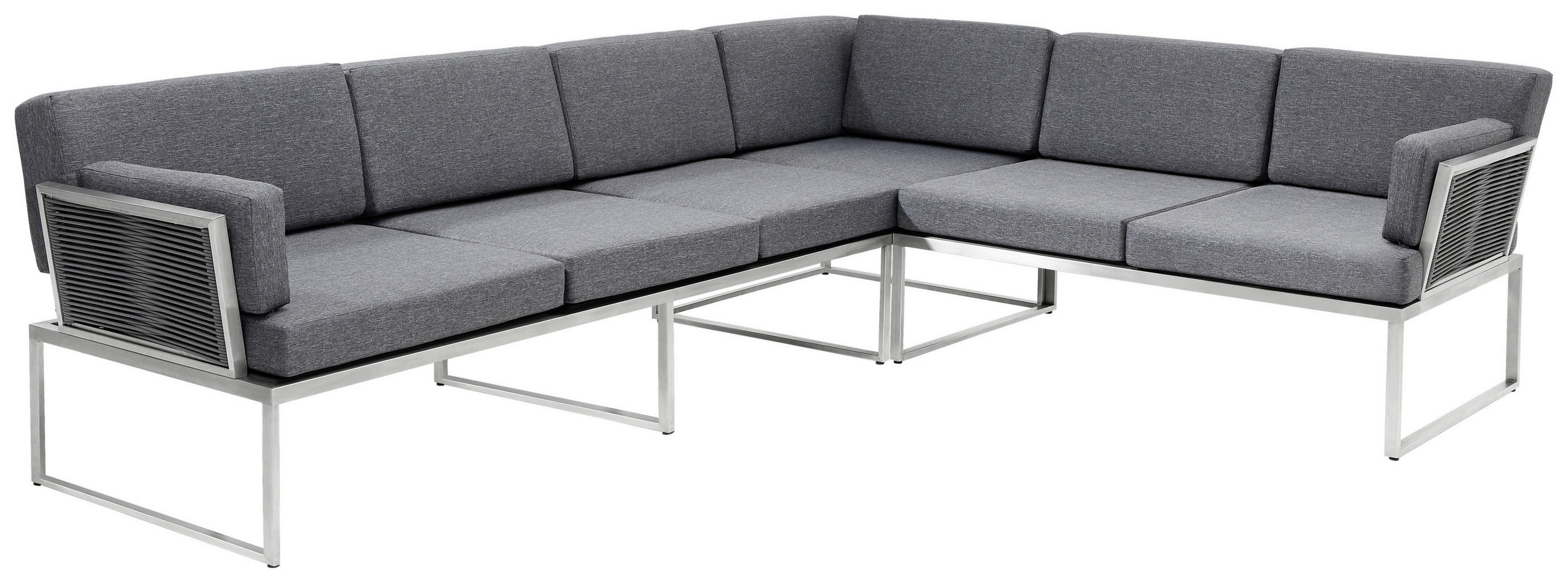 LOUNGEGARNITUR Edelstahl  - Edelstahlfarben/Dunkelgrau, Design, Textil/Metall (280/75/217cm) - Amatio