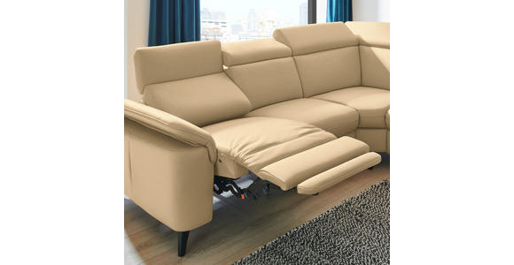 ECKSOFA in Echtleder Beige  - Beige/Schwarz, Design, Leder/Metall (285/239cm) - Cantus