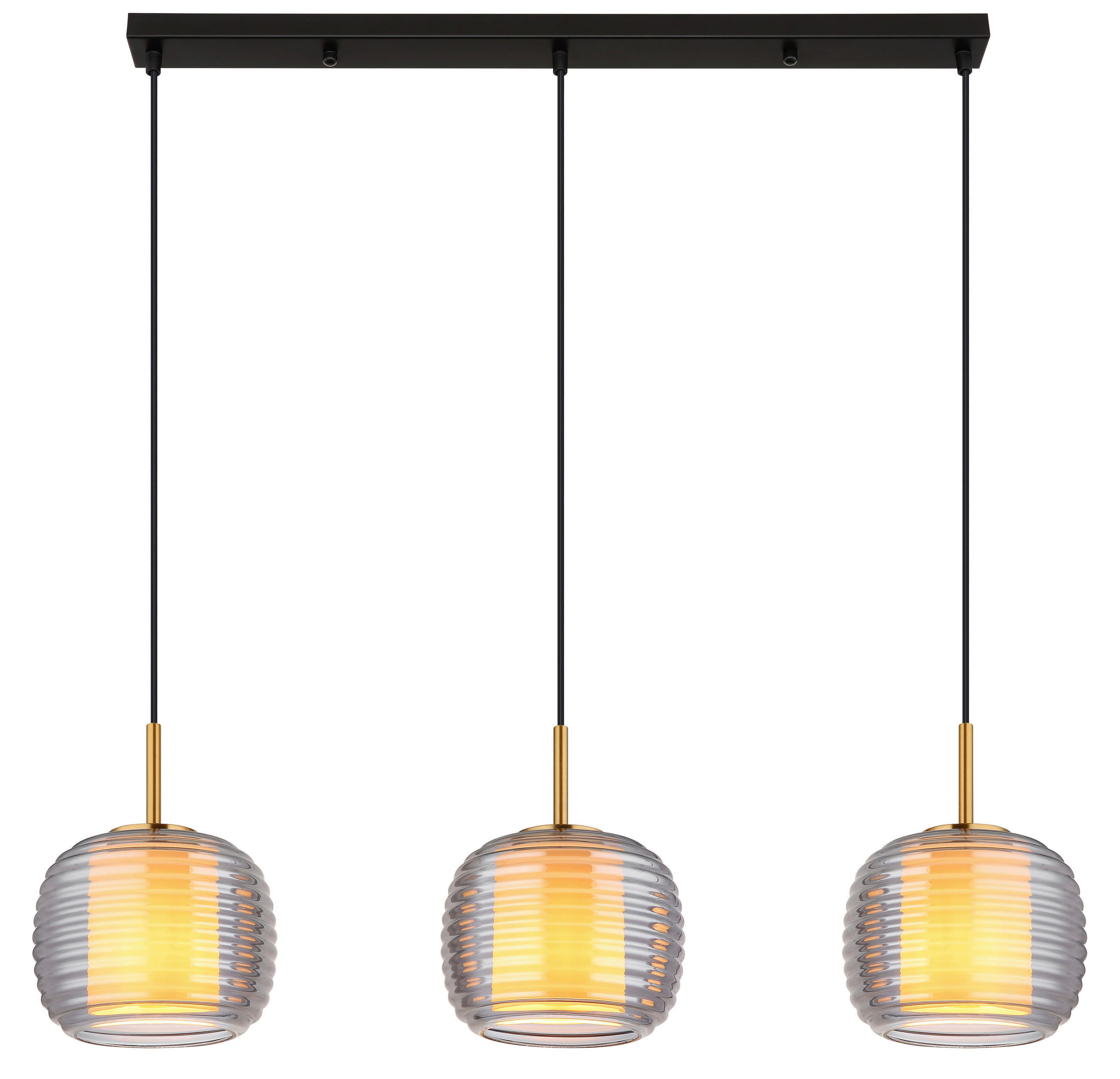 HÄNGELEUCHTE 91/21/150 cm    - Messingfarben/Schwarz, Konventionell, Glas/Kunststoff (91/21/150cm) - Globo