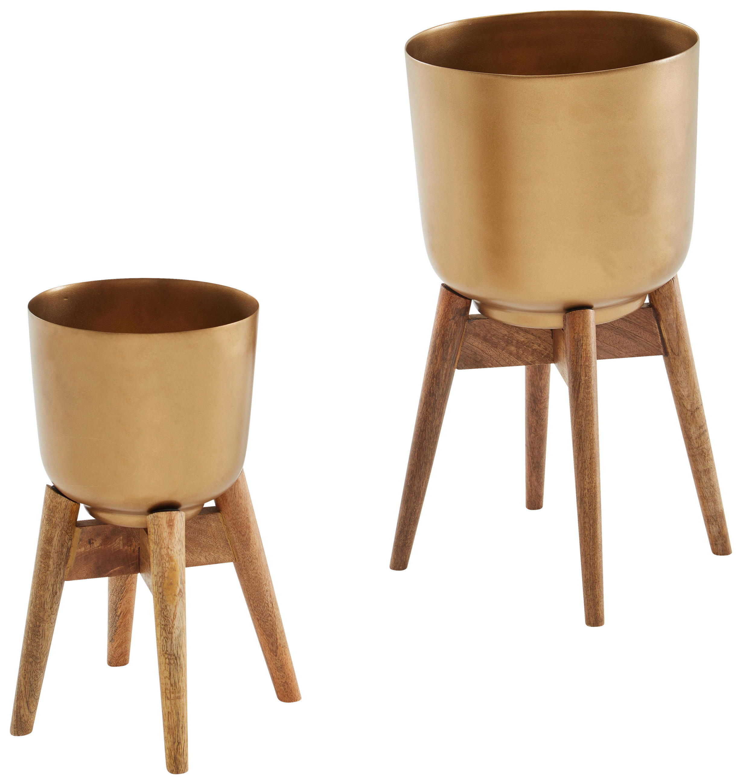 SADA OBALŮ NA KVĚTINÁČ dřevo, kov,  - barvy zlata, Design, kov/dřevo - MID.YOU