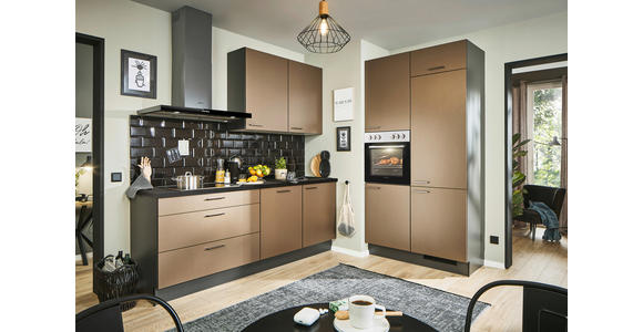 ECKKÜCHE 220/120 cm in Graphitfarben, Schwarz, Bronzefarben - Schwarz/Graphitfarben, Design, Holzwerkstoff/Metall (220/120cm) - Xora