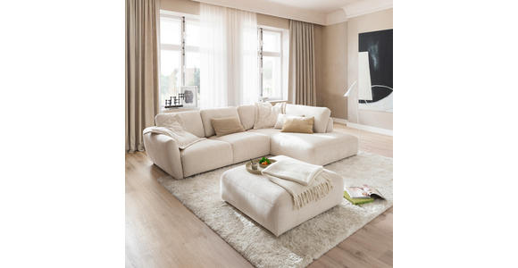 ECKSOFA  in Chenille Naturfarben  307/224 cm  - Schwarz/Naturfarben, KONVENTIONELL, Kunststoff/Textil (307/224cm) - Hom`in