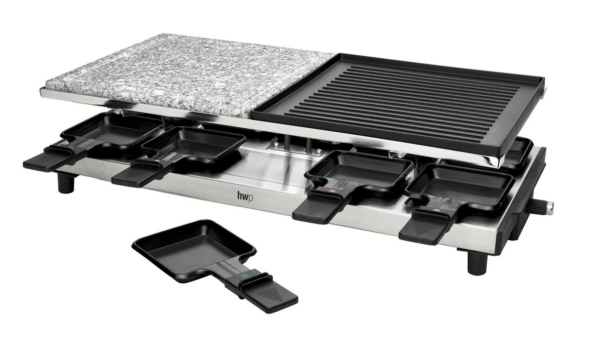RACLETTE-GRILL  - Edelstahlfarben/Schwarz, KONVENTIONELL, Kunststoff/Stein (62/24,2/13cm) - Homeware Profession.