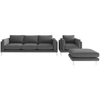 SITZGARNITUR in Flachgewebe Anthrazit  - Edelstahlfarben/Anthrazit, Design, Textil/Metall - Livetastic