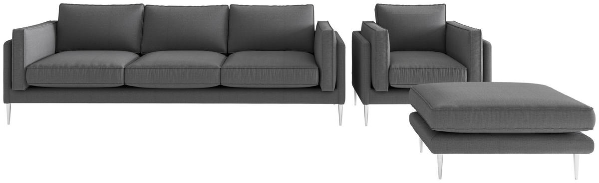 SITZGARNITUR in Flachgewebe Anthrazit  - Edelstahlfarben/Anthrazit, Design, Textil/Metall - Livetastic