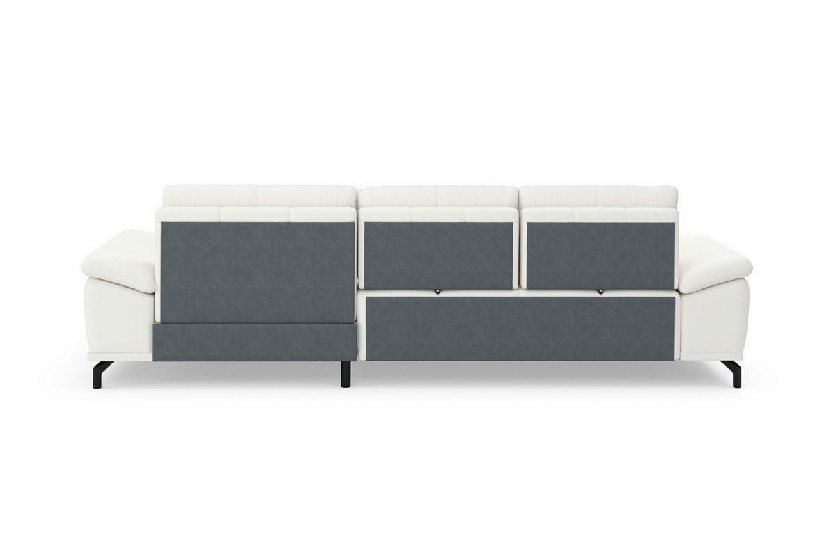 ECKSOFA  Mikrofaser Kombination Echtleder/Stoff Weiss  - Weiss/Schwarz, Basics, Leder/Textil (301/176cm) - Sit & More