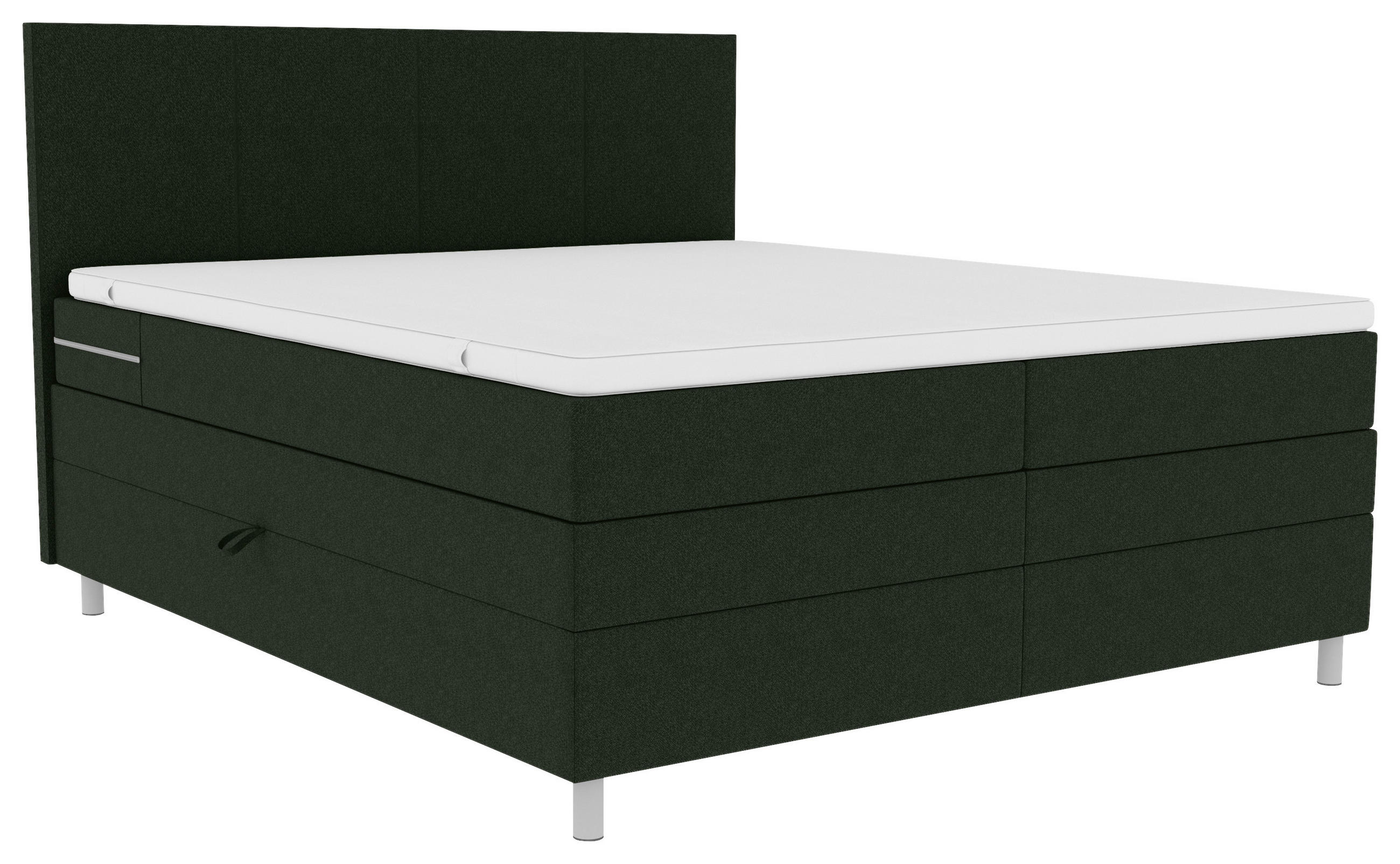 BOXSPRINGBETT 180/200 cm  in Grün  - Chromfarben/Grün, KONVENTIONELL, Kunststoff/Textil (180/200cm) - Boxxx