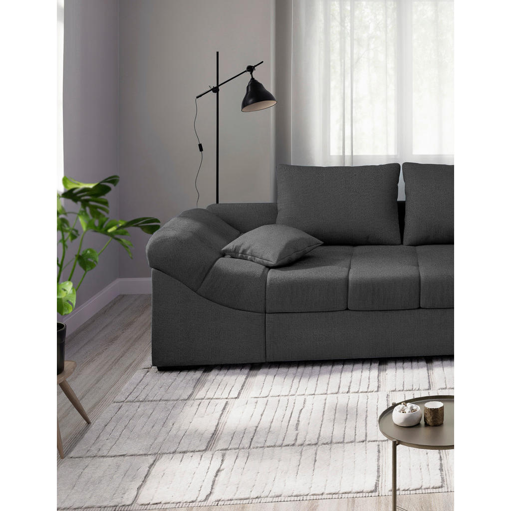 Thumbnail - Mid.you Eckschlafsofa Alvito, Anthrazit, Textil, Buche, Uni, 4-Sitzer, Füllung: Schaumstoff, 298x202 cm, Made in EU, Rüc...