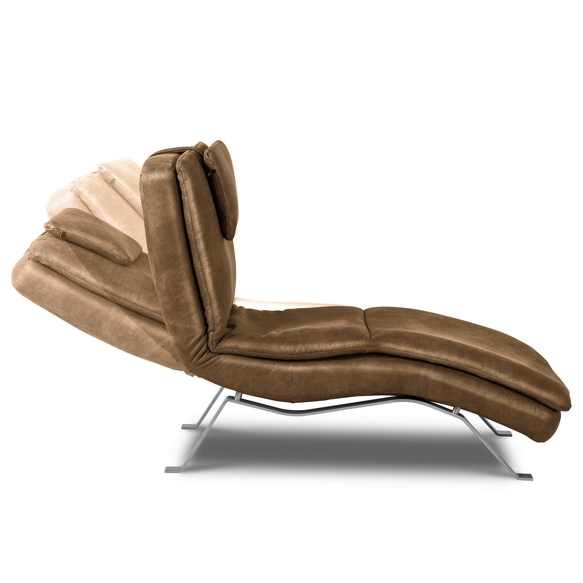 RELAXLIEGE Lederlook Braun  - Silberfarben/Braun, Design, Textil/Metall (65/95/171cm) - Celina Home
