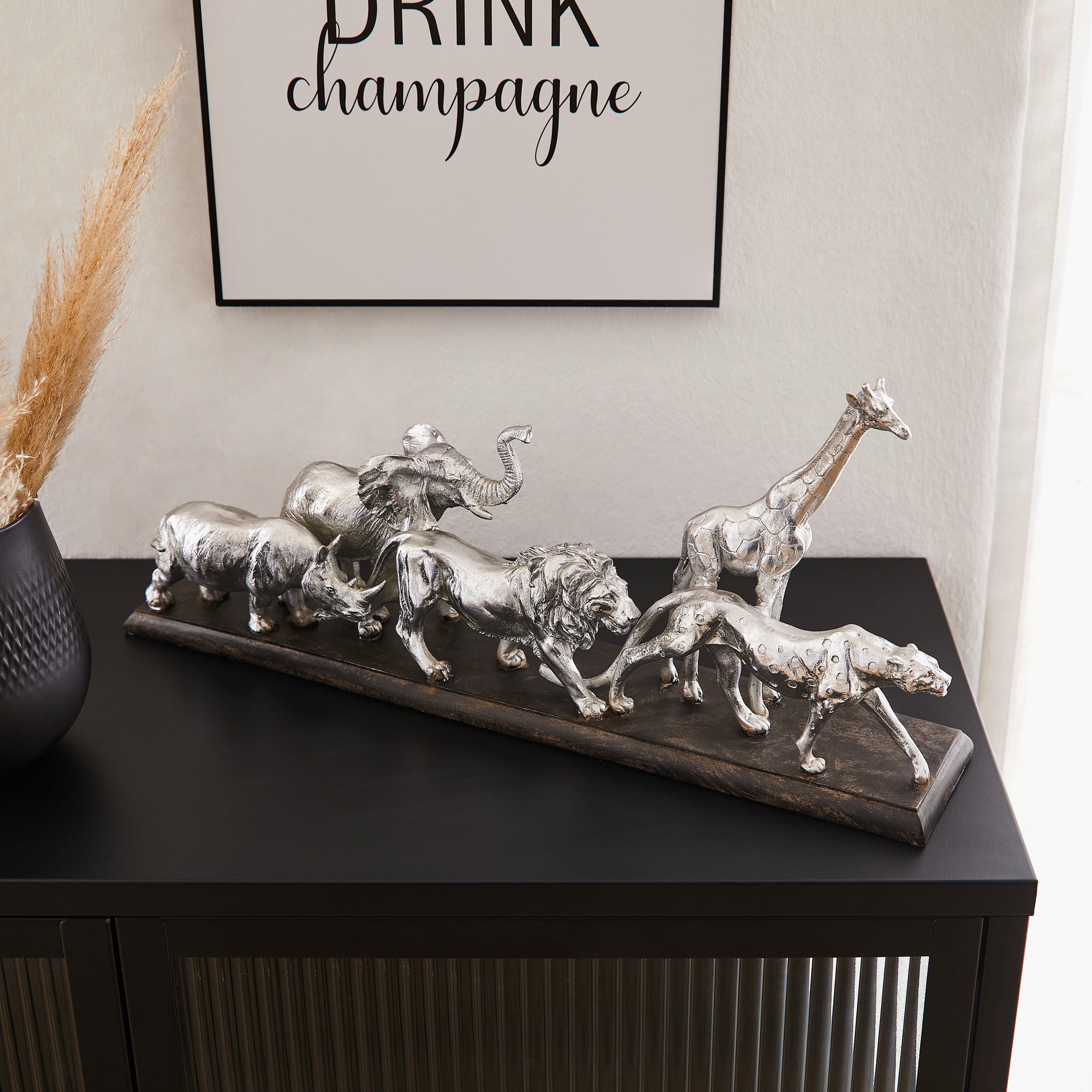 SKULPTUR - Silberfarben/Braun, Trend, Kunststoff (50/23/9cm)