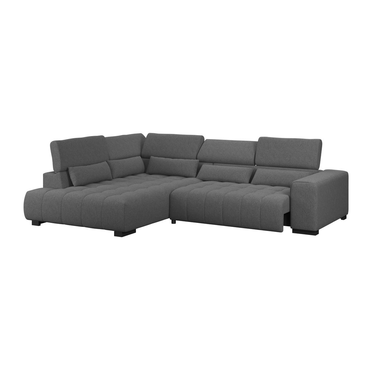ECKSOFA Chenille, Struktur Anthrazit  - Anthrazit/Schwarz, Trend, Holz/Textil (226/311cm) - MID.YOU