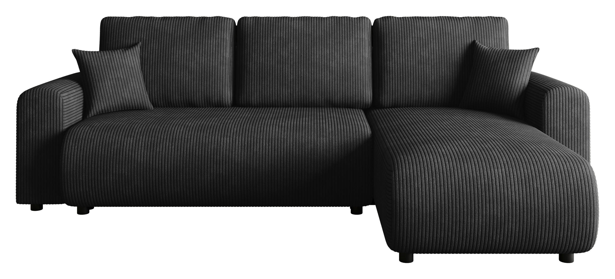 ECKSOFA  in Cord Anthrazit  - Anthrazit/Schwarz, KONVENTIONELL, Kunststoff/Textil (246/152cm) - Xora