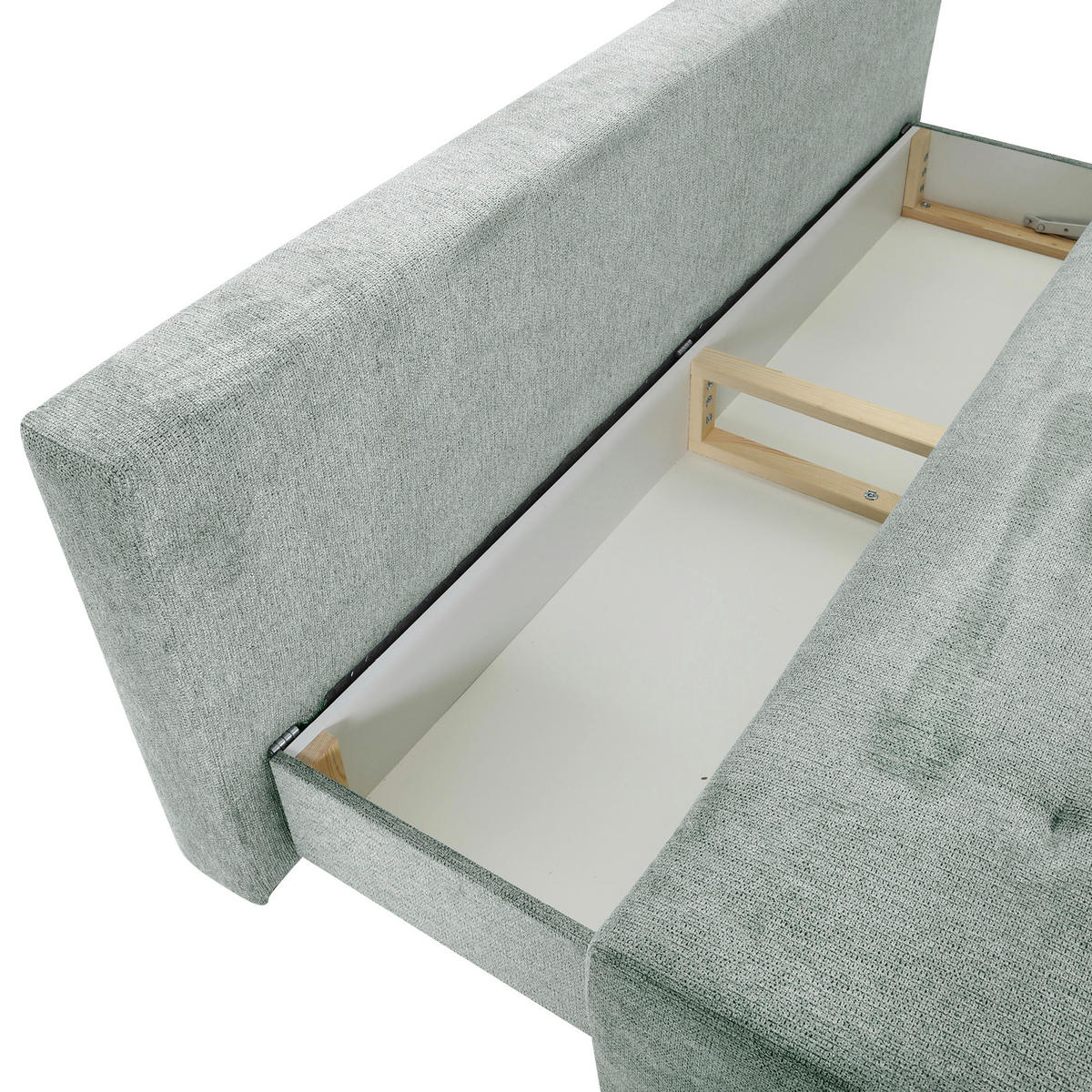 SCHLAFSOFA  mit Liegefunktion, Rücken echt Flachgewebe Hellgrau  - Buchefarben/Hellgrau, KONVENTIONELL, Holz/Textil (204/75/100cm) - Carryhome