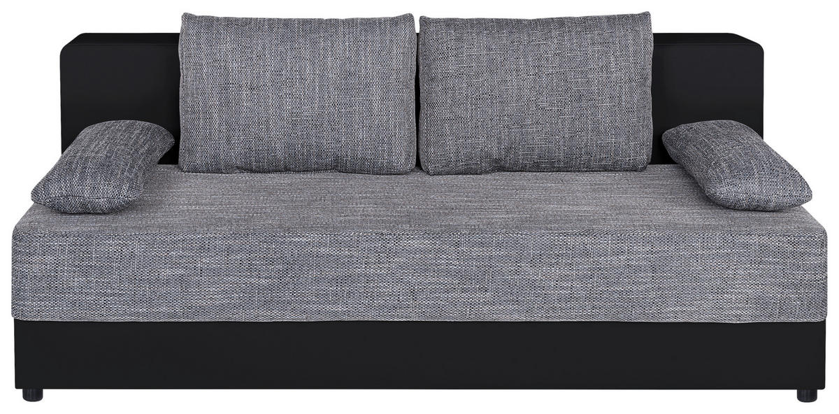 SCHLAFSOFA  in Lederlook, Webstoff Grau, Schwarz  - Schwarz/Grau, Design, Holzwerkstoff/Kunststoff (200/90/103cm) - P & B