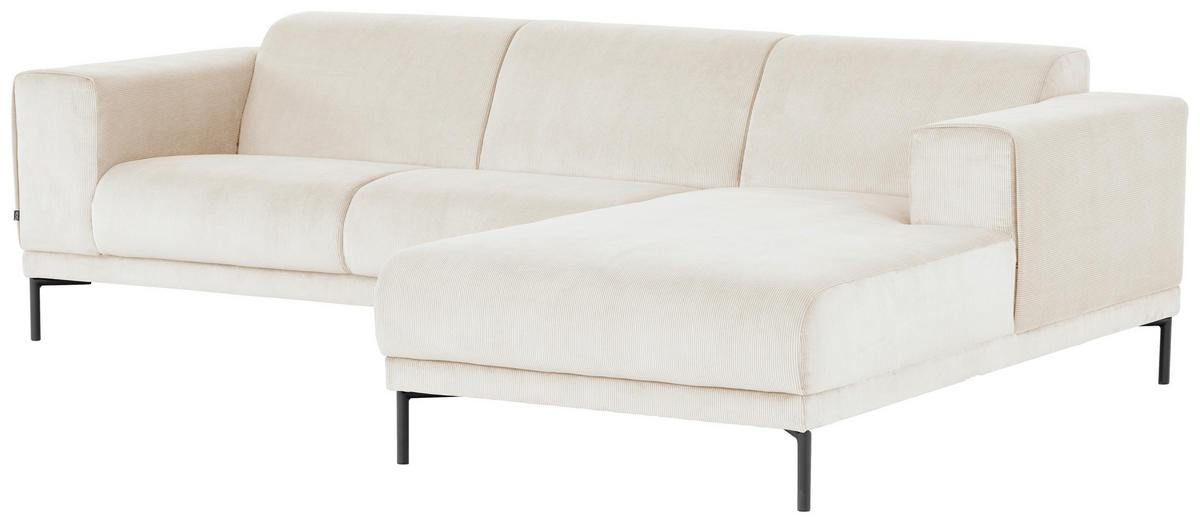 ECKSOFA ERNO Beige Cord  - Beige/Schwarz, Design, Textil/Metall (262/183cm) - MID.YOU