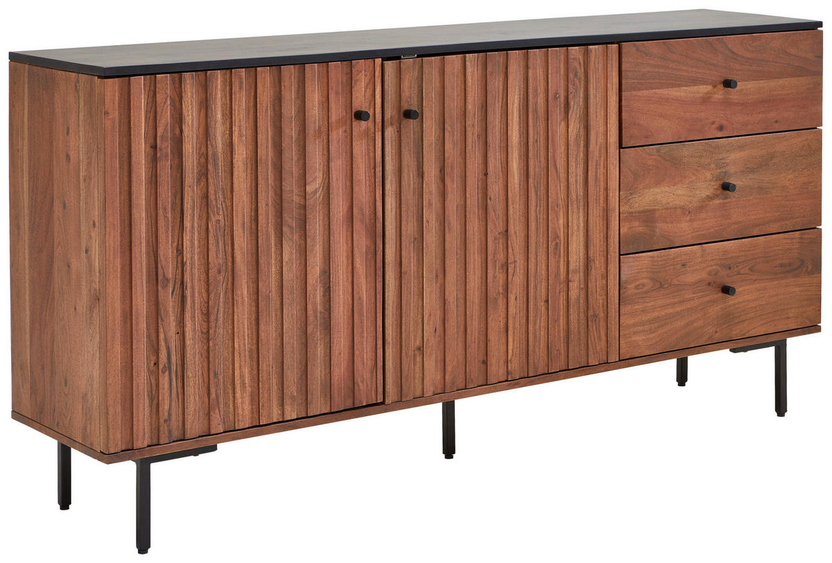 SIDEBOARD  in 170/85/40 cm  - Walnussfarben/Schwarz, LIFESTYLE, Holz/Holzwerkstoff (170/85/40cm) - MID.YOU
