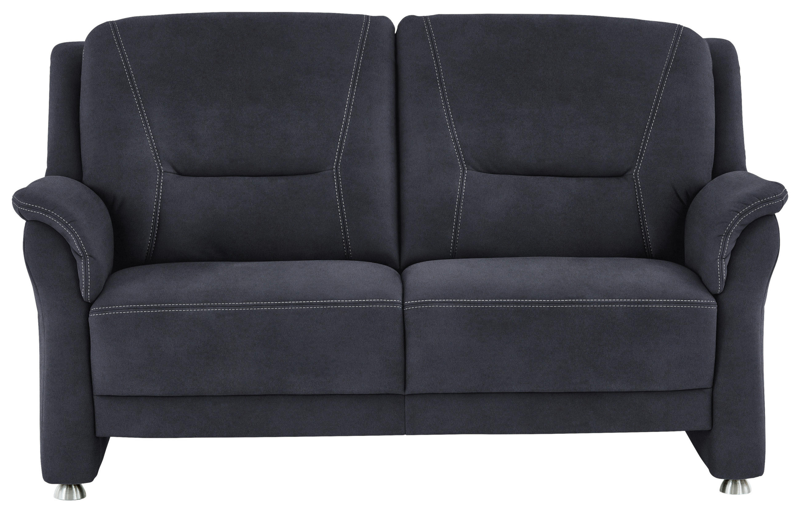 2,5-SITZER in Mikrofaser Dunkelblau  - Beige/Alufarben, Konventionell, Textil/Metall (172/100/89cm) - Beldomo Comfort