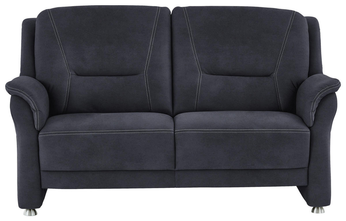 2,5-SITZER in Mikrofaser Dunkelblau  - Beige/Alufarben, Konventionell, Textil/Metall (172/100/89cm) - Beldomo Comfort