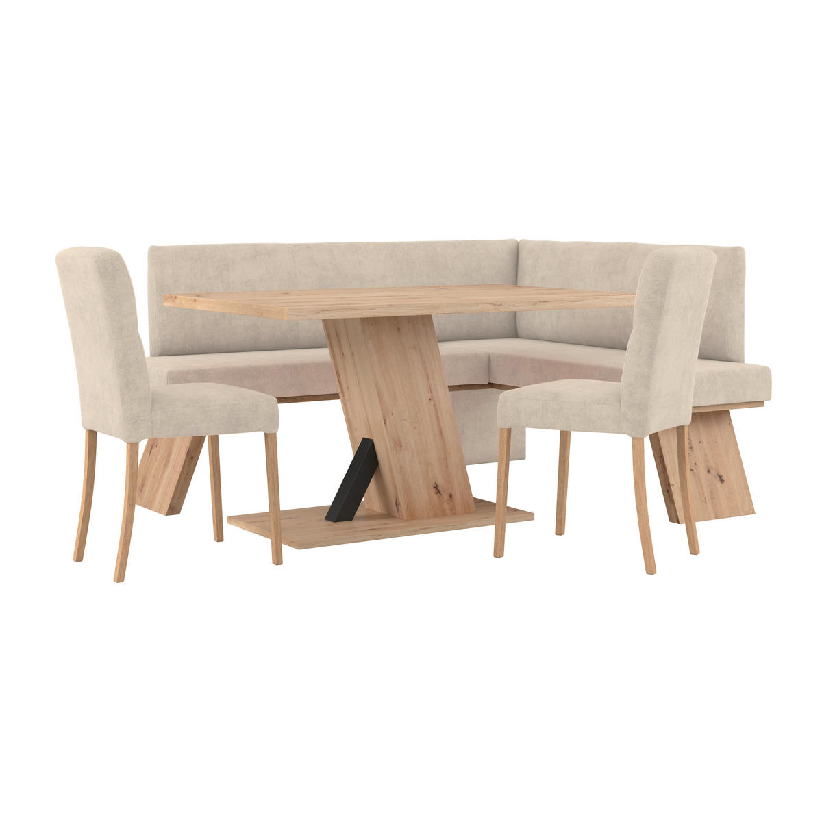 ECKBANK 185/150 cm Webstoff Beige   - Eichefarben/Beige, KONVENTIONELL, Textil (185/150cm) - Livetastic