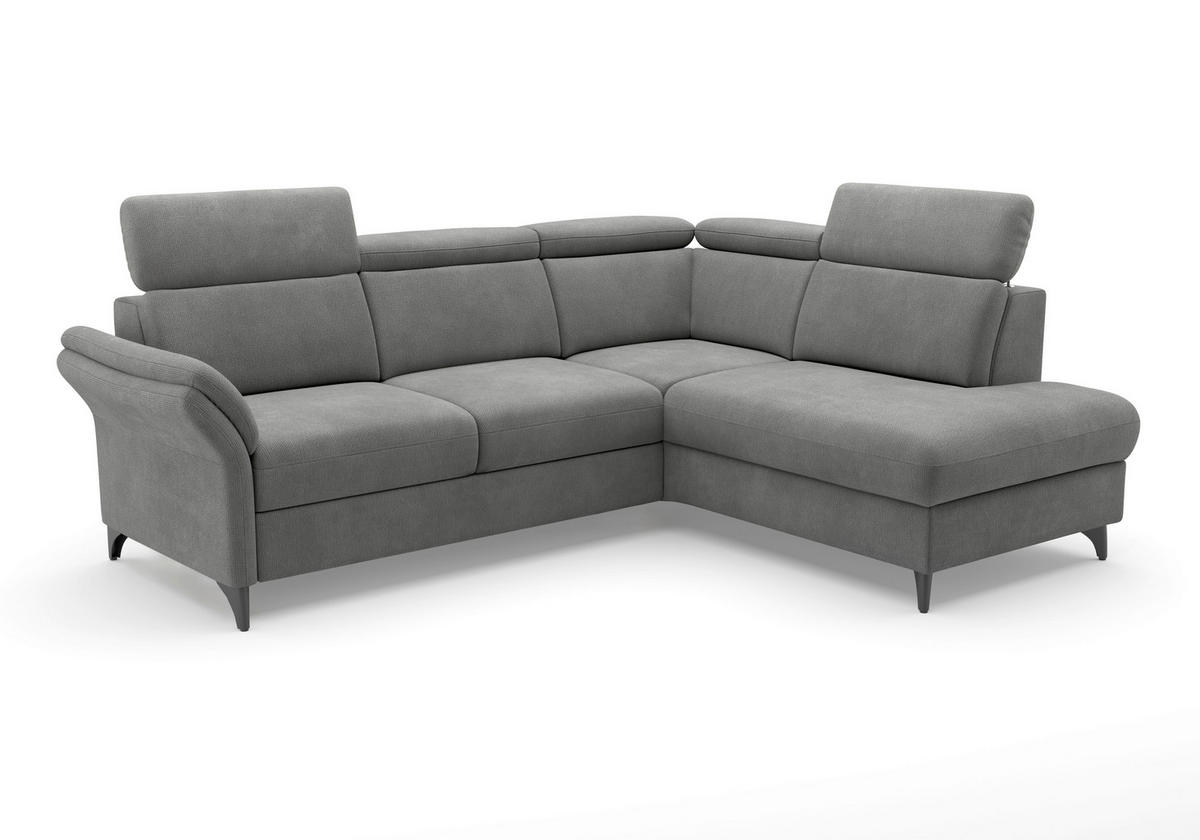 ECKSOFA GLENDALE E Grau Flachgewebe  - Schwarz/Grau, KONVENTIONELL, Textil/Metall (247/193cm) - Sit & More