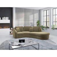 ECKSOFA in Samt Olivgrün  - Schwarz/Olivgrün, Modern, Kunststoff/Textil (266/230cm) - Sit & More
