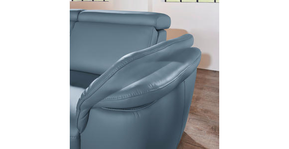 ECKSOFA in Echtleder Blau  - Blau/Alufarben, Design, Leder/Metall (242/271cm) - Cantus