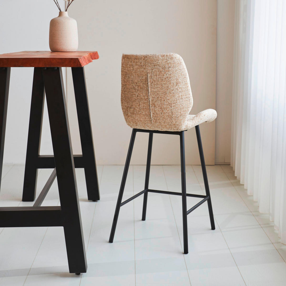 BARHOCKER-SET in Beige  - Beige/Schwarz, MODERN, Textil/Metall (47/99/55cm) - MID.YOU