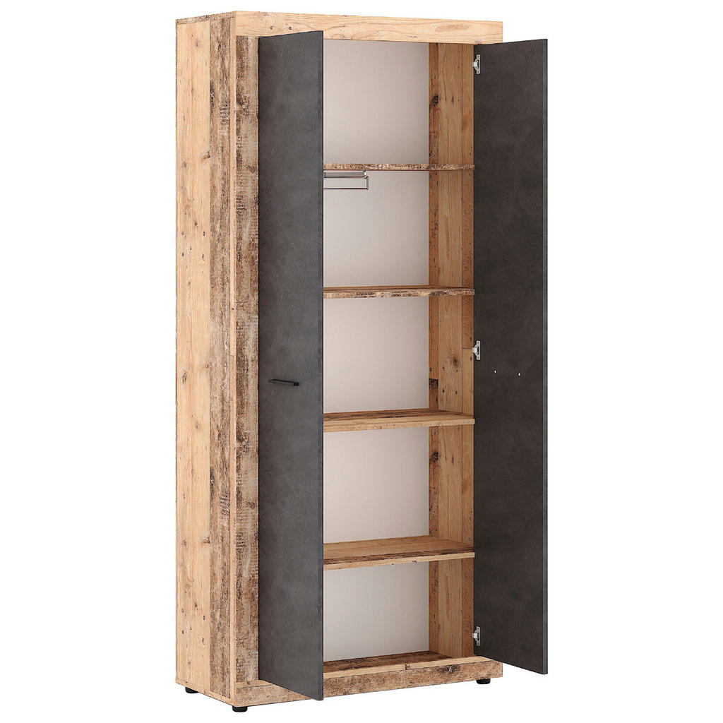 Thumbnail - Mid.you Garderobenschrank, Graphit, Alteiche, Kunststoff, 4 Fächer, 88.9x198x40 cm, Garderobe, Garderobenschränke, Garde...